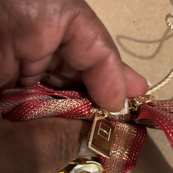 Chanel Red and Gold Ribbon with White Floral Accent - Picture 4 of 16